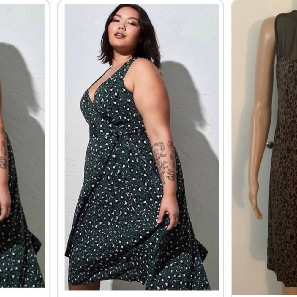 Green Leopard Print Torrid Dress  size 2